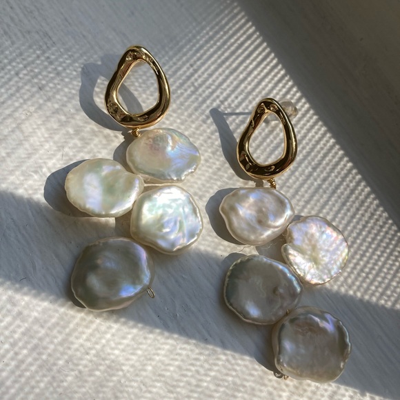 Handmade earrings / Pearl earrings / Baroque pearls; Keshi pearls - Picture 3 of 3